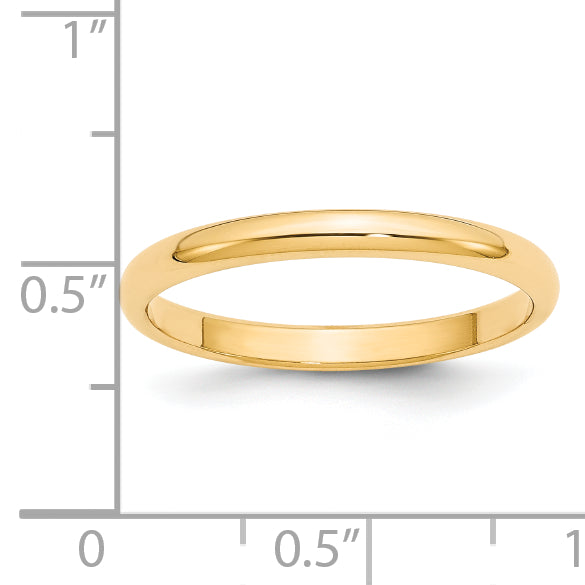 Solid 14K Yellow Gold 2.5mm Half Round Men's/Women's Wedding Band Ring Size 9