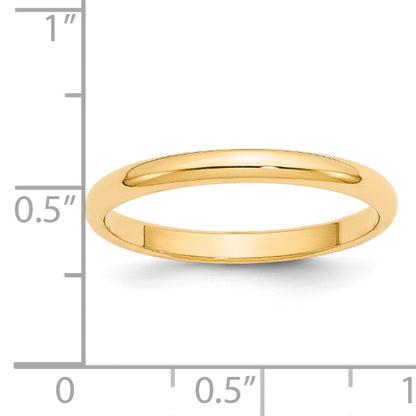 Solid 14K Yellow Gold 2.5mm Half Round Men's/Women's Wedding Band Ring Size 9