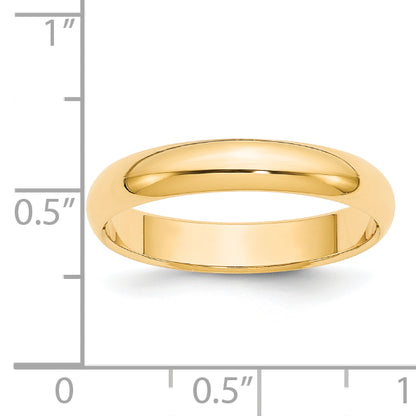 Solid 14K Yellow Gold 4mm Half-Round Wedding Men's/Women's Wedding Band Ring Size 7