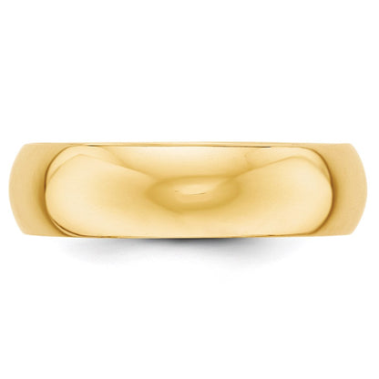 18k Yellow Gold 6mm Half-Round Wedding Band Ring