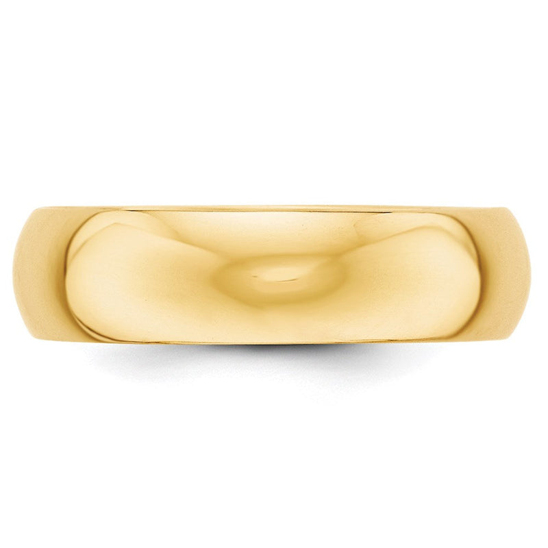 18k Yellow Gold 6mm Half-Round Wedding Band Ring