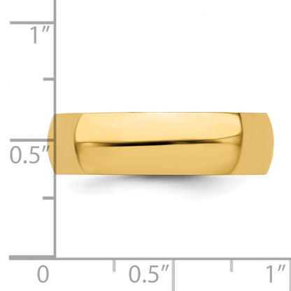 Solid 14K Yellow Gold 6mm Half-Round Wedding Men's/Women's Wedding Band Ring Size 10
