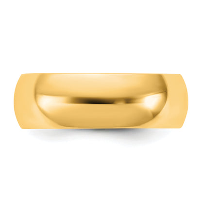 10K Yellow Gold 10Ky 6.5mm Half Round Band Size 7.5
