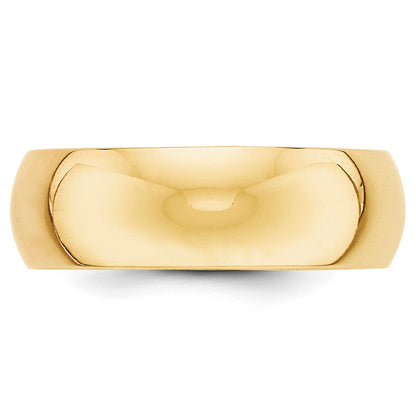 18k Yellow Gold 7mm Half-Round Wedding Band Ring