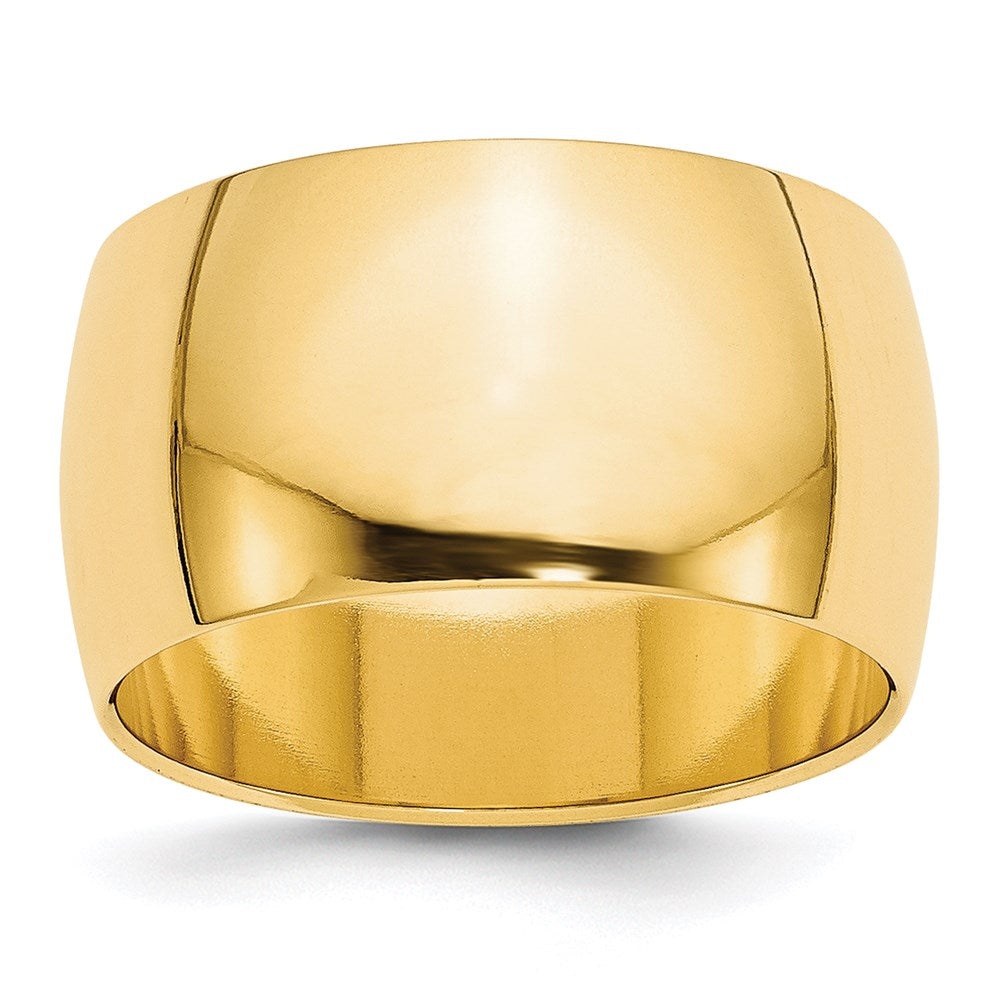 18k Yellow Gold 12mm Half Round Wedding Band Ring