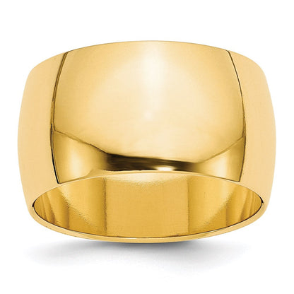 18k Yellow Gold 12mm Half Round Wedding Band Ring