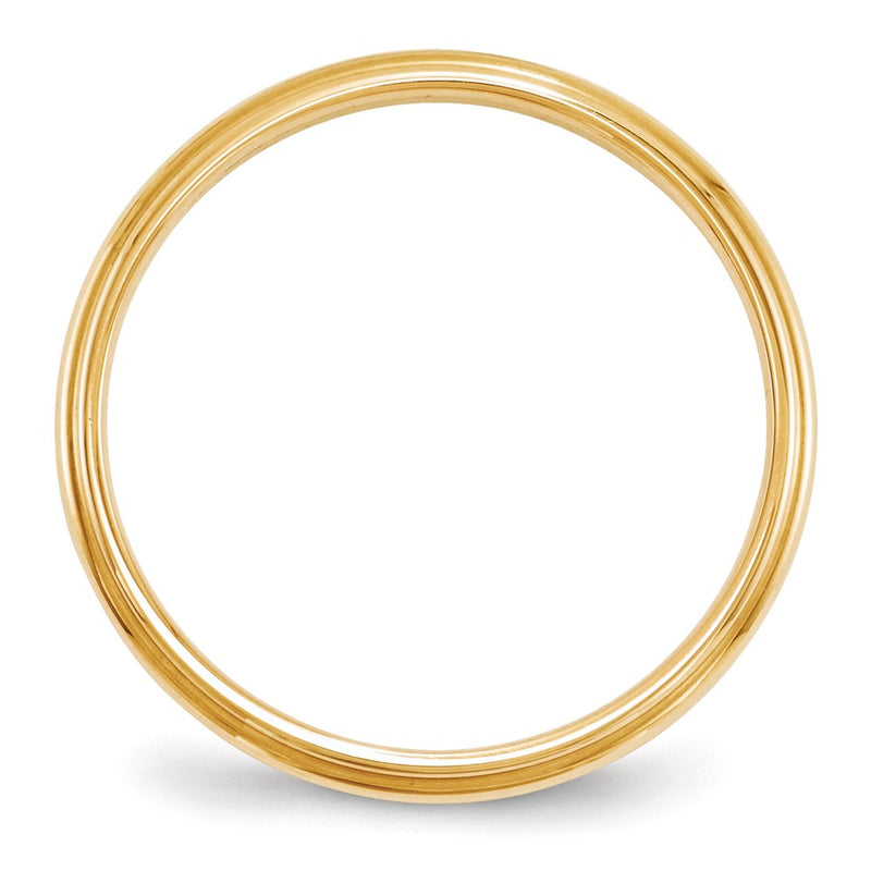 14k Yellow Gold 2.5mm Half Round with Edge Wedding Band Ring