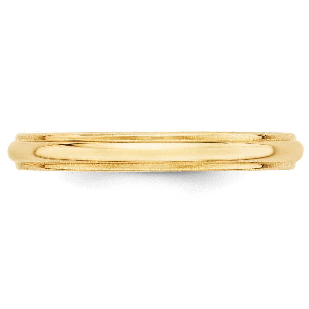 18k Yellow Gold 3mm Half Round with Edge Wedding Band Ring
