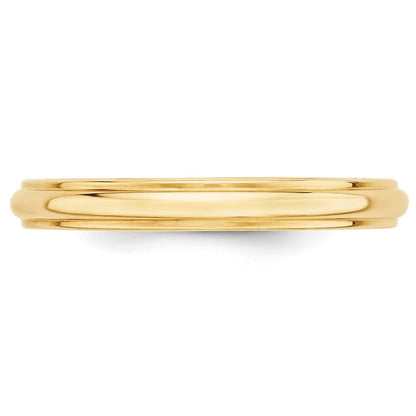 18k Yellow Gold 3mm Half Round with Edge Wedding Band Ring