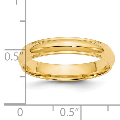 Solid 14K Yellow Gold 4mm Half Round with Edge Men's/Women's Wedding Band Ring Size 5