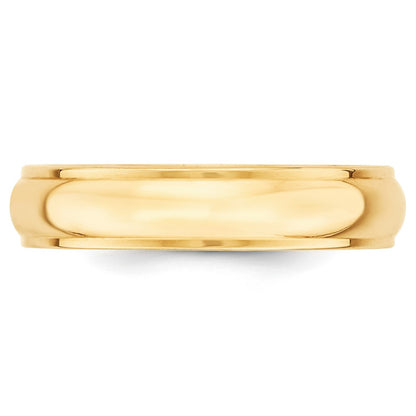 14k Yellow Gold 5mm Half Round with Edge Wedding Band Ring