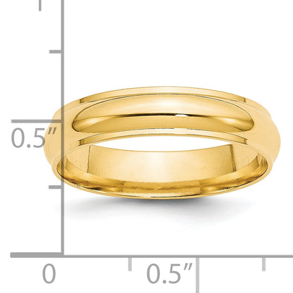Solid 14K Yellow Gold 5mm Half Round with Edge Men's/Women's Wedding Band Ring Size 10