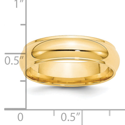 Solid 14K Yellow Gold 6mm Half Round with Edge Men's/Women's Wedding Band Ring Size 10