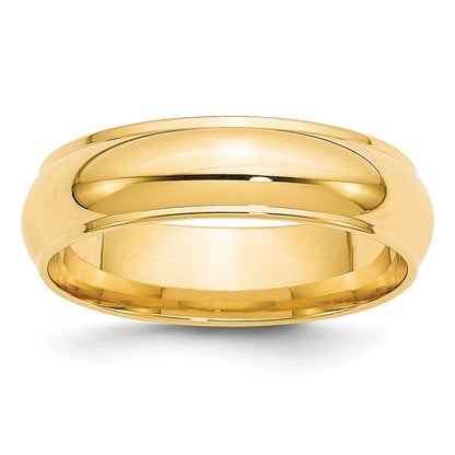 Solid 14K Yellow Gold 6mm Half Round with Edge Men's/Women's Wedding Band Ring Size 10