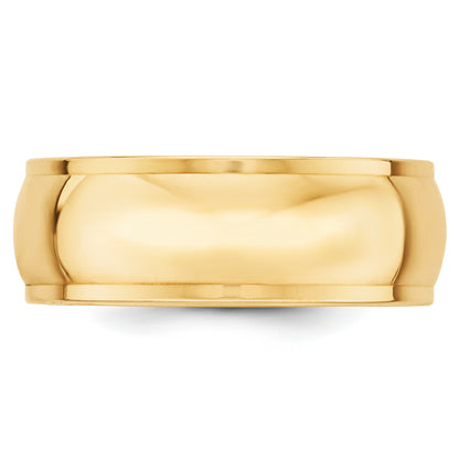 Solid 14K Yellow Gold 8mm Half Round with Edge Men's/Women's Wedding Band Ring Size 7.5