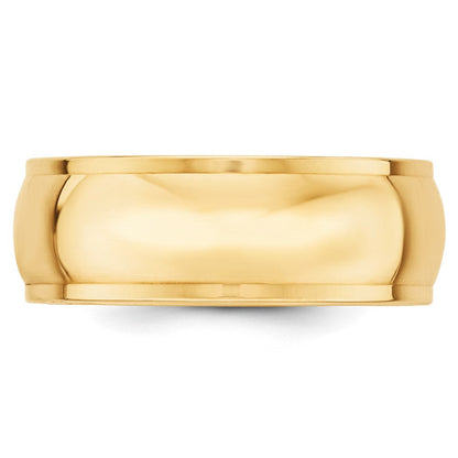 18k Yellow Gold 8mm Half Round with Edge Wedding Band Ring