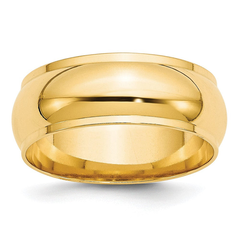 18k Yellow Gold 8mm Half Round with Edge Wedding Band Ring