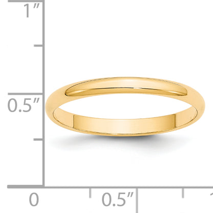 Solid 14K Yellow Gold 2.5mm Light Weight Half Round Men's/Women's Wedding Band Ring Size 10