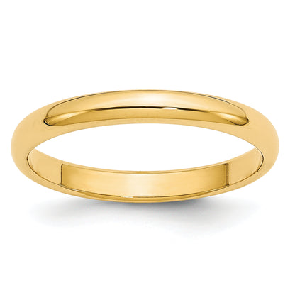 Solid 14K Yellow Gold 2.5mm Light Weight Half Round Men's/Women's Wedding Band Ring Size 10