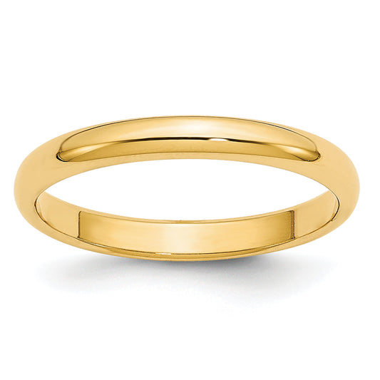 14K Yellow Gold 2.5mm Lightweight Half Round Wedding Band