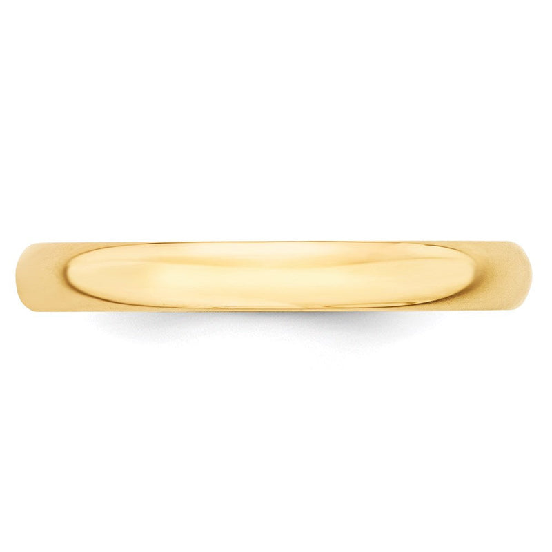 18k Yellow Gold 3mm Lightweight Half Round Wedding Band Ring