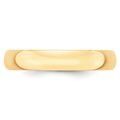 14k Yellow Gold 4mm Lightweight Half Round Wedding Band Ring