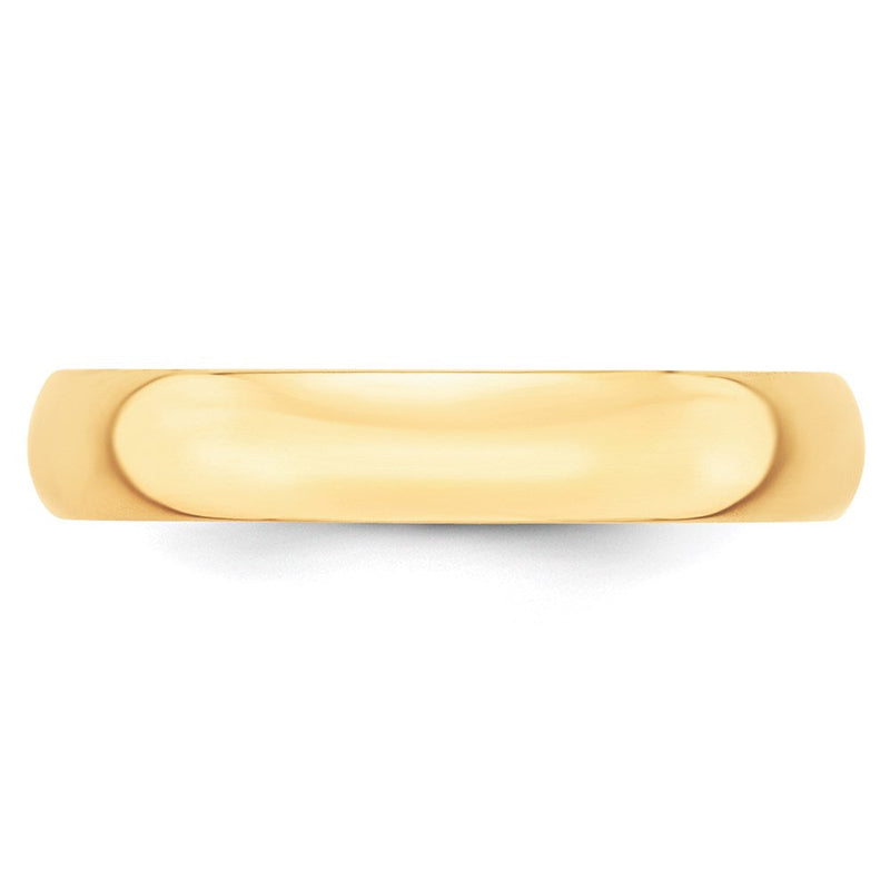 18k Yellow Gold 4mm Lightweight Half Round Wedding Band Ring