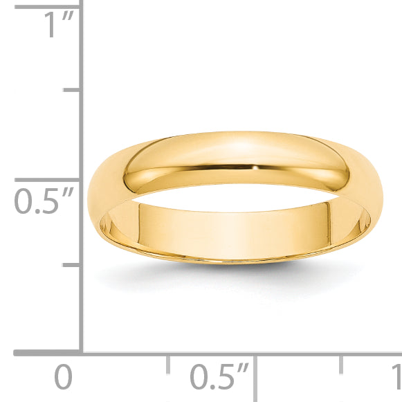 14K Yellow Gold 4mm Lightweight Half Round Wedding Band Size 10.5