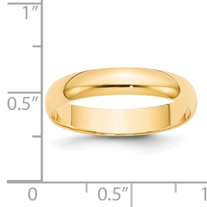 14K Yellow Gold 4mm Lightweight Half Round Wedding Band Size 10.5