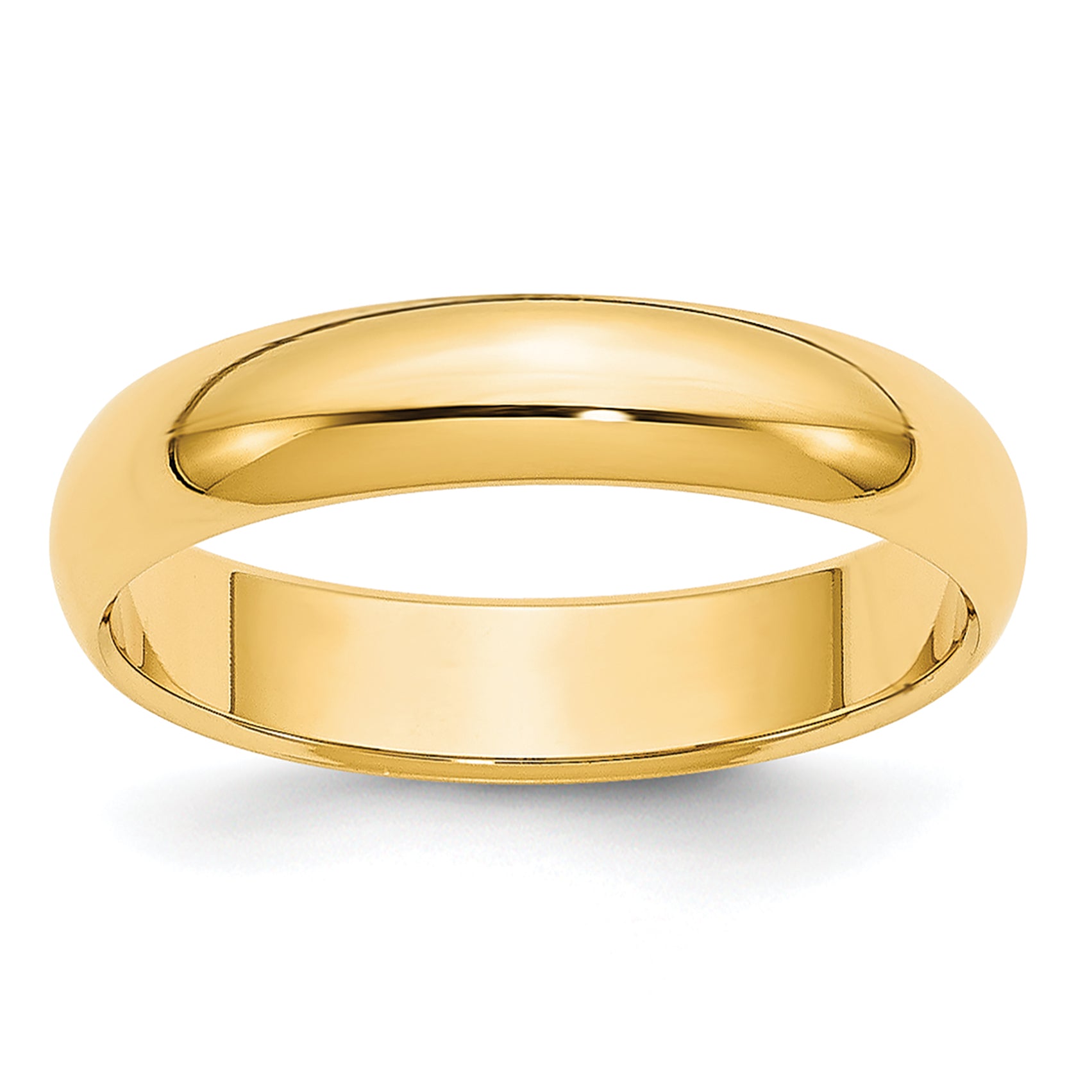 14K Yellow Gold 4mm Lightweight Half Round Wedding Band Size 10.5