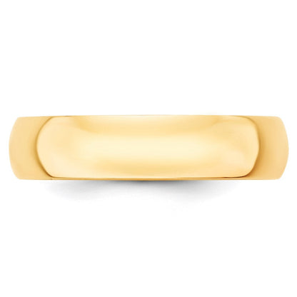 18k Yellow Gold 5mm Lightweight Half Round Wedding Band Ring