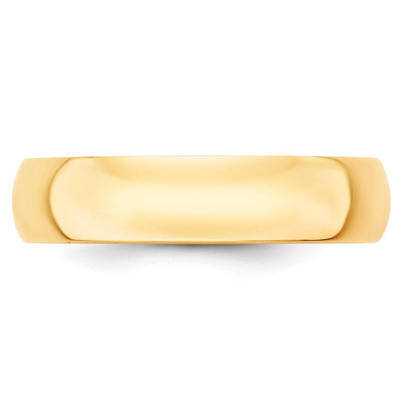 18k Yellow Gold 5mm Lightweight Half Round Wedding Band Ring