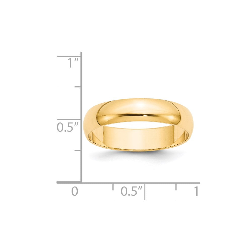14k Yellow Gold 5mm Lightweight Half Round Wedding Band Ring