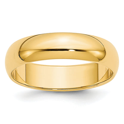 14K Yellow Gold 5mm Lightweight Half Round Wedding Band Size 10.5
