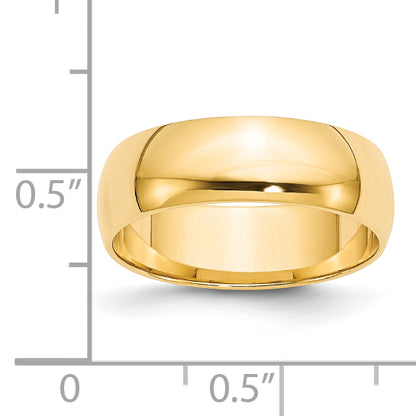 14K Yellow Gold 6mm Lightweight Half Round Wedding Band Size 10.5