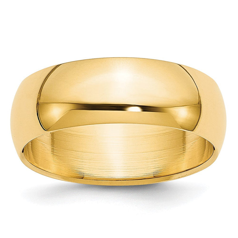 18k Yellow Gold 6mm Lightweight Half Round Wedding Band Ring