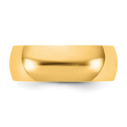 10K Yellow Gold 10Ky 6.5mm Ltw Half Round Band Size 9