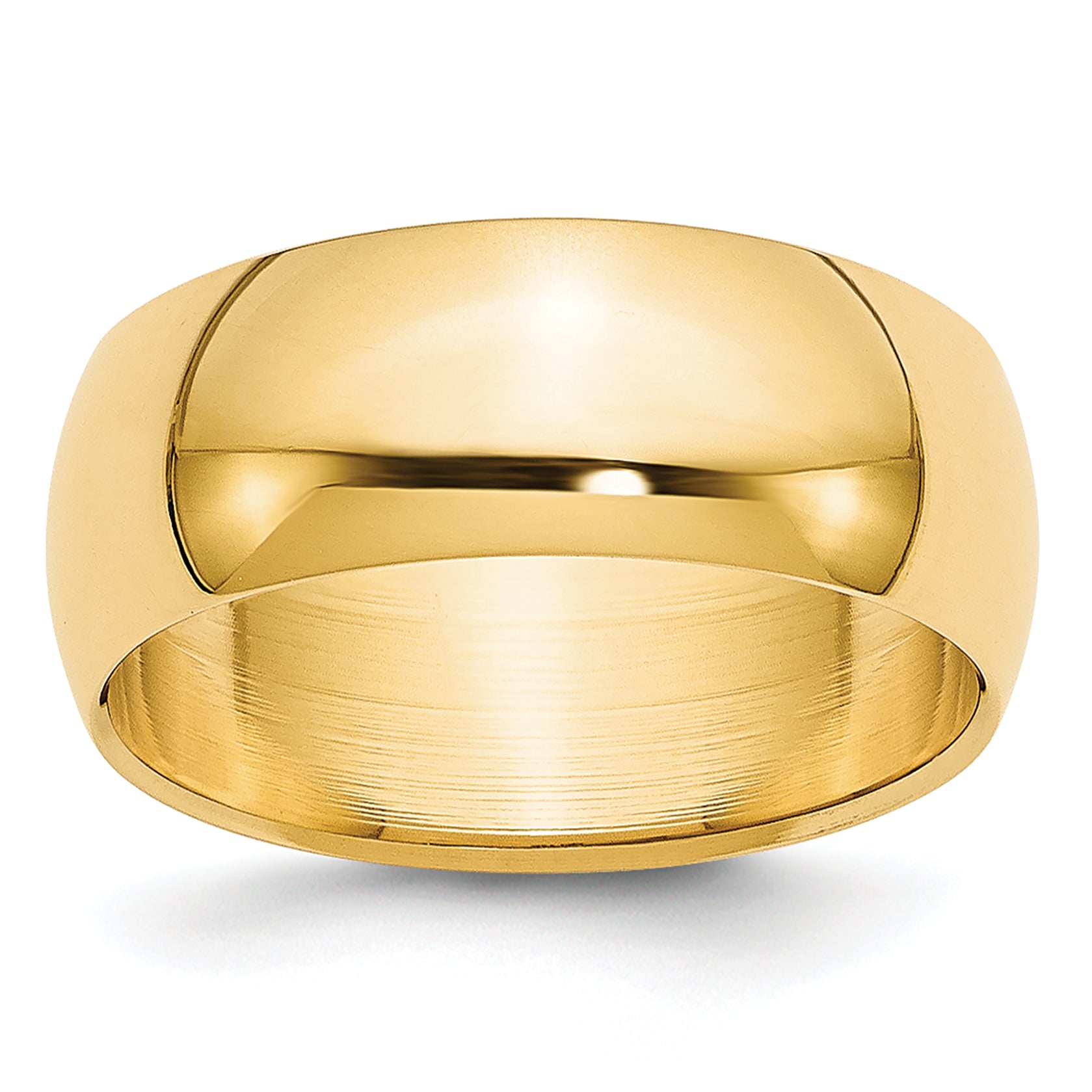 14K Yellow Gold 7mm Lightweight Half Round Wedding Band Size 10.5