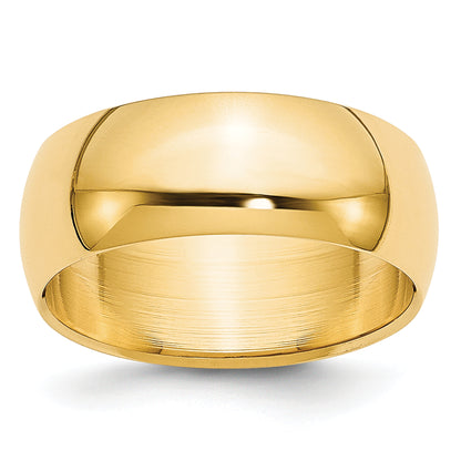 14K Yellow Gold 7mm Lightweight Half Round Wedding Band Size 10.5