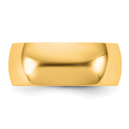 10K Yellow Gold 10Ky 7.5mm Ltw Half Round Band Size 4.5