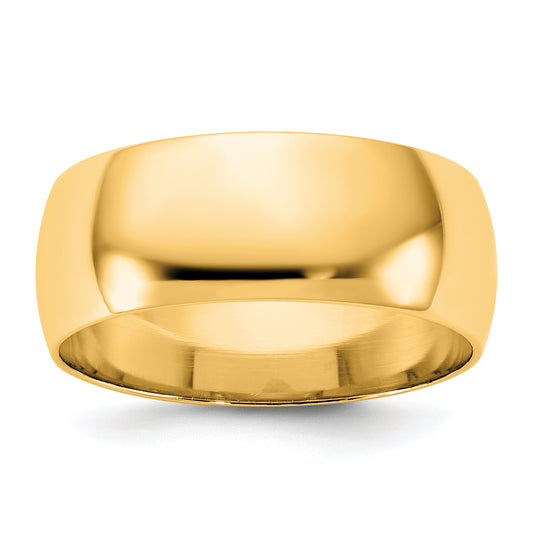 10K Yellow Gold 10Ky 7.5mm Ltw Half Round Band Size 4.5