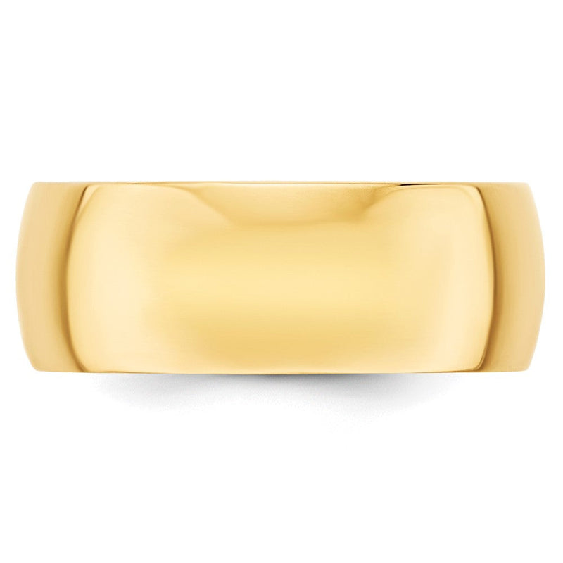 18k Yellow Gold 8mm Lightweight Half Round Wedding Band Ring