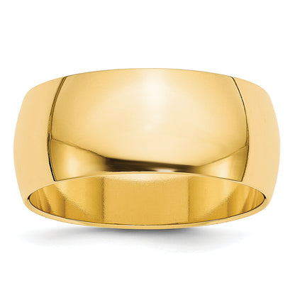 14K Yellow Gold 8mm Lightweight Half Round Wedding Band Size 10.5