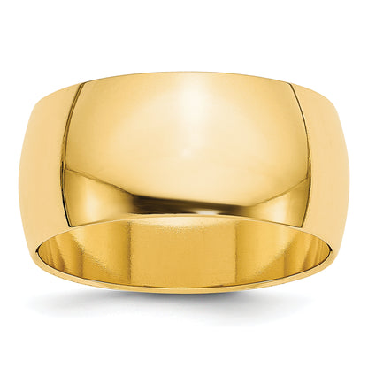 10K Yellow Gold 10Ky 9mm Ltw Half Round Band Size 9