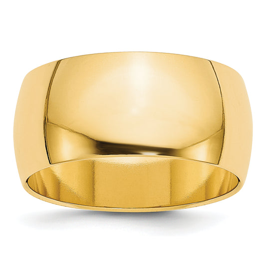 10K Yellow Gold 10Ky 9mm Ltw Half Round Band Size 9