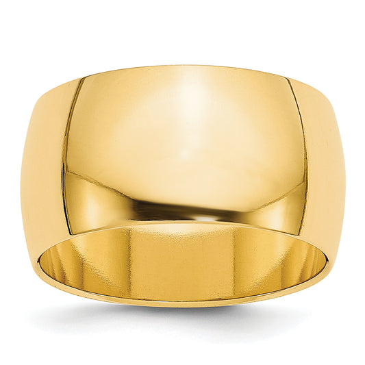 10K Yellow Gold 10Ky 10mm Ltw Half Round Band Size 9.5