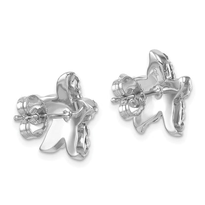 Sterling Silver Rhodium-Plated White Crystal Starfish Post Earrings