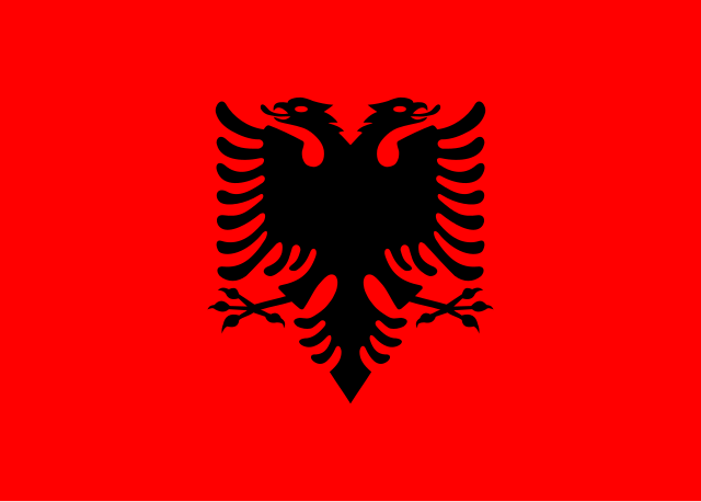 14k Yellow Gold Solid Enameled Albanian Shqiponja Flag Pendant - CUSTOM ORDER