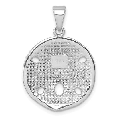 Sterling Silver Rhodium-Plated Polished Crystal Sand Dollar Pendant