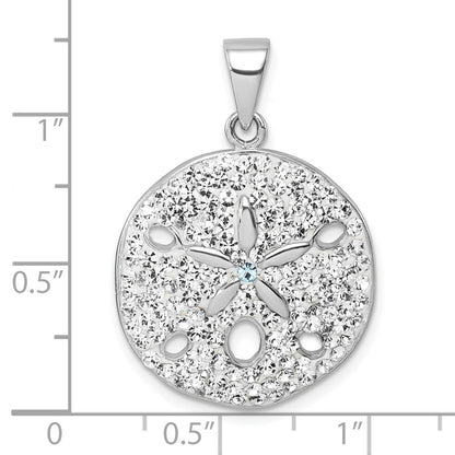 Sterling Silver Rhodium-Plated Polished Crystal Sand Dollar Pendant